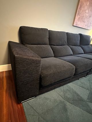 Sofá 4 plazas negro extensible