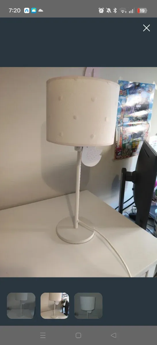 2 lámparas,unade techo y pantalla pequeña a juego