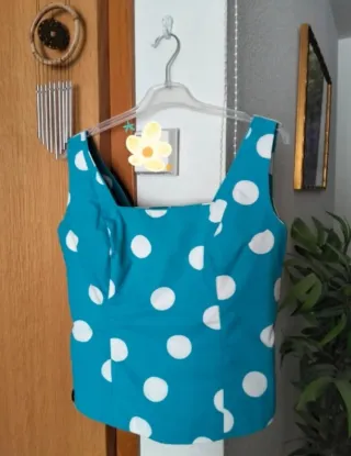 Traje falda y corpiño flamenca azul-blanco