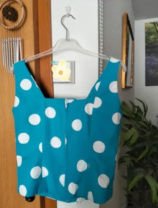 Traje falda y corpiño flamenca azul-blanco