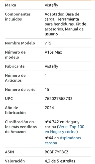 *OPPORTUNITA* Aspirapolvere Vistefly V15s MAX 580W