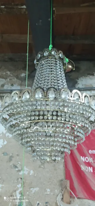 Lámpara de bronce y cristal