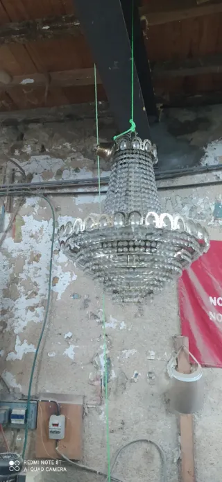 Lámpara de bronce y cristal