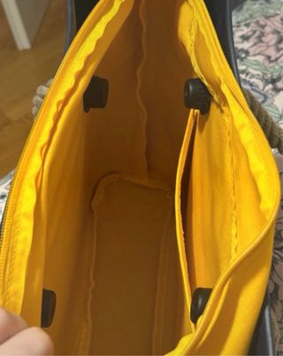 Borsa O bag blu con interno giallo