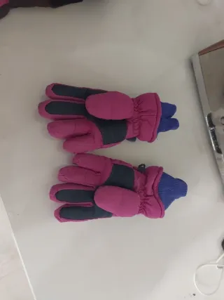 Guantes de esquí niña rosa y azul