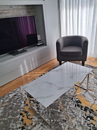 Mesa de centro cristal y metal