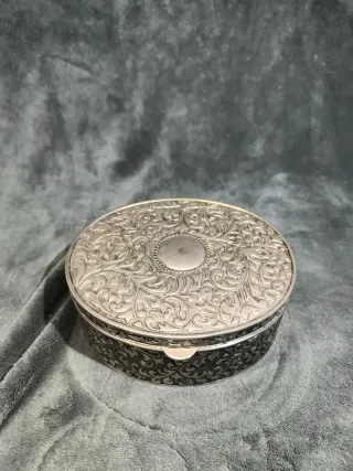 Caja joyero Vintage plateado labrado