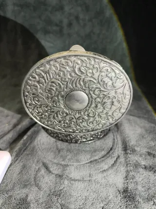 Caja joyero Vintage plateado labrado