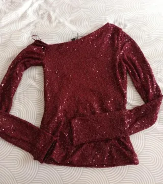 Top lentejuelas manga larga