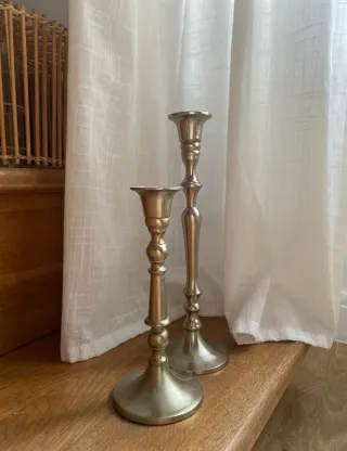Candelabros Vintage Metal Dorado y Plateado