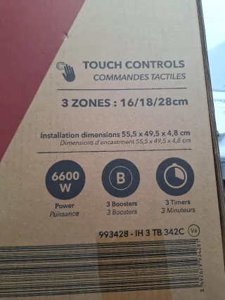 Placa Inducción Valberg 3 Zonas Negra