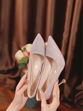 Zapatos de tacón plateados 8 cm