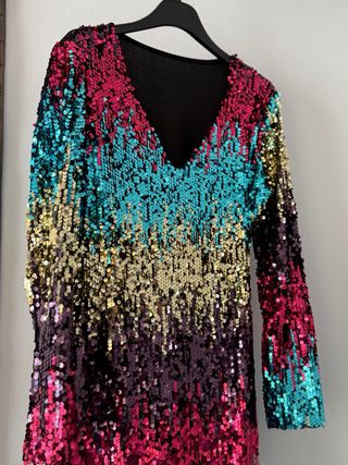 Vestito corto paillettes arcobaleno
