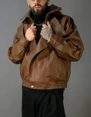 Casaco Aviador Castanho Novo Tamanho L.