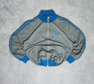 Sudadera Adidas Cremallera Gris y Azul
