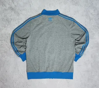 Sudadera Adidas Cremallera Gris y Azul
