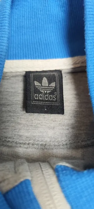 Sudadera Adidas Cremallera Gris y Azul