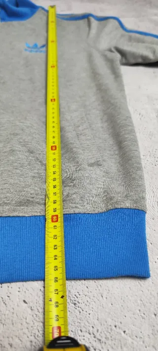 Sudadera Adidas Cremallera Gris y Azul