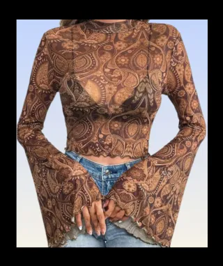 Camiseta manga larga campana marrón XS