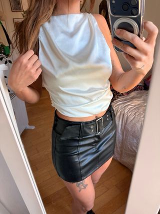 Blusa Zara Nueva satinada espalda abierta