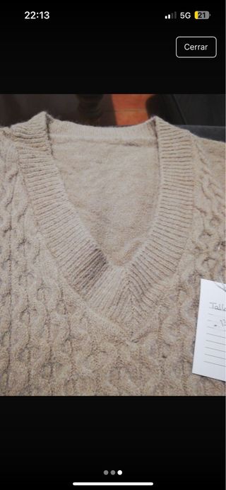 Chaleco de punto beige talla única