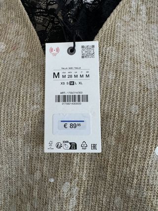 Vestido lentejuelas Zara dorado Talla M