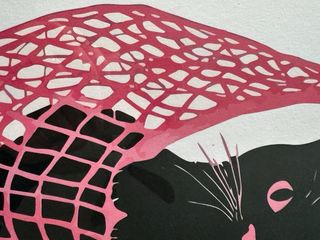 Cornice con illustrazione gatto nero