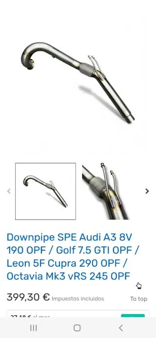 Downpipe SPE Golf 7.5 GTI OPF