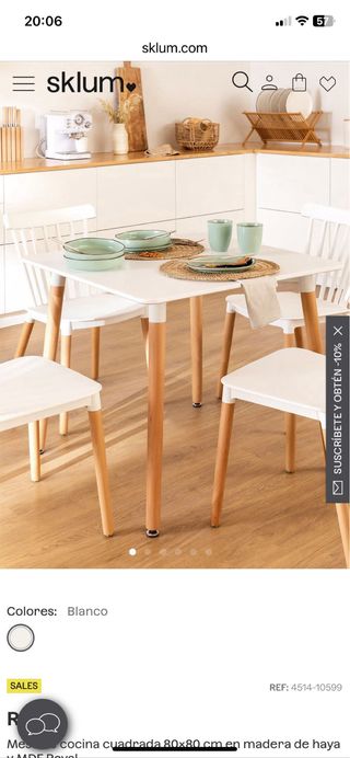 Mesa Comedor Sklum Blanca y Madera cuadrada