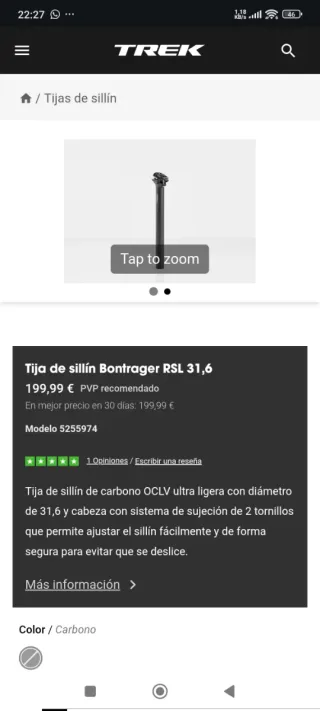 RSL 31,6mm Trek Bontrager tija carbono