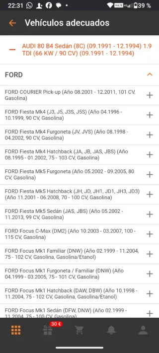 Ford Fiesta mk4 Ford Focus mk1 - Kit distribución
