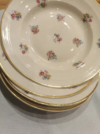 4 Platos Hondos - Porcelana Francesa B.F. Limoges