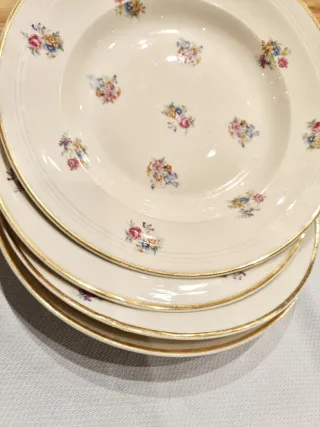 4 Platos Hondos - Porcelana Francesa B.F. Limoges