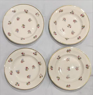 4 Platos Hondos - Porcelana Francesa B.F. Limoges