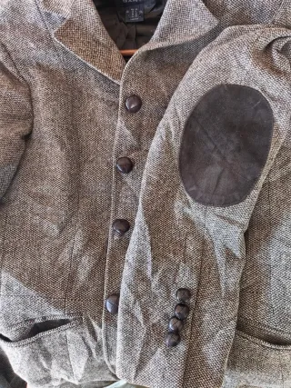 Americana tweed marrón y gris de mujer