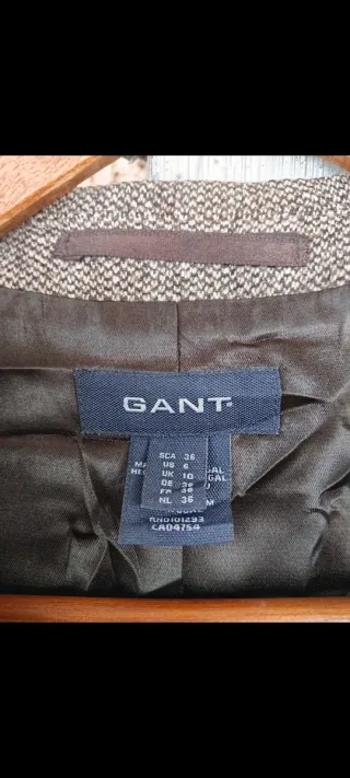 Americana tweed marrón y gris de mujer