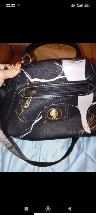 Borsa Anekke Nero Multicolor Oro e Bianco