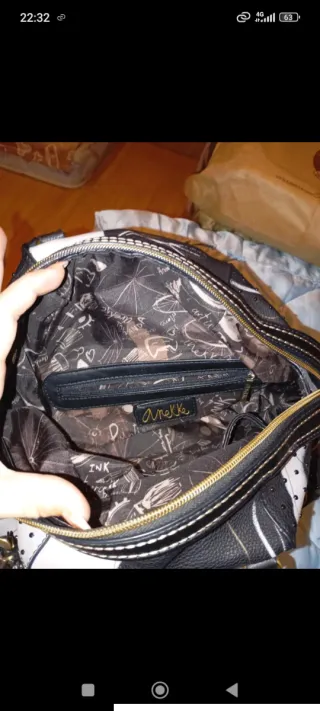 Borsa Anekke Nero Multicolor Oro e Bianco