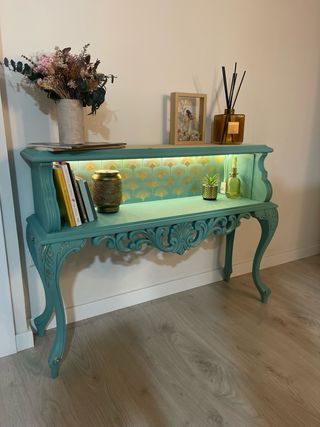 Mueble de entrada vintage madera y cristal