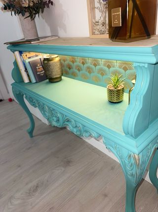 Mueble de entrada vintage madera y cristal