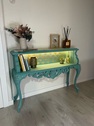 Mueble de entrada vintage madera y cristal