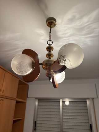 Lámpara colgante madera y cristal