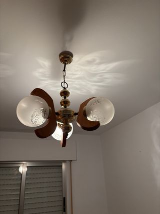 Lámpara colgante madera y cristal