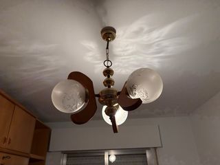 Lámpara colgante madera y cristal