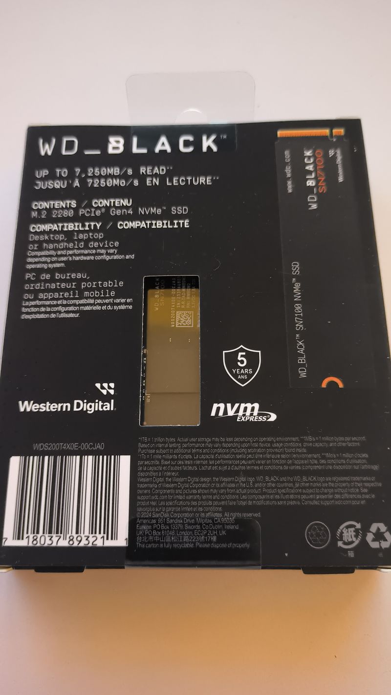 SSD WD_Black SN7100 NVMe 2TB PCIe Gen4 afbeelding 2
