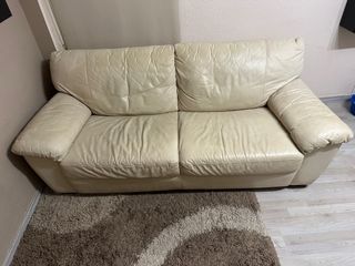 Sofá de piel 2-3 plazas beige
