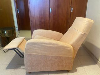 Sillón tela beige/naranja