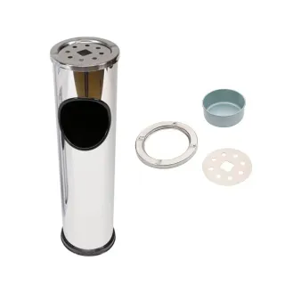 Papelera Cilíndrica Metálica con Cenicero Portátil