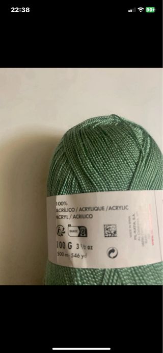 Ovillo de lana Perlé-5 color verde