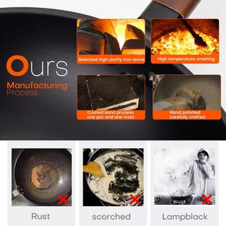 NUEVO Wok 33cm Acero Carbono Antiadherente